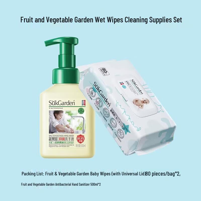 Shuguoyuan Floral Antibacterial Hand Wash & Baby Wipes Set