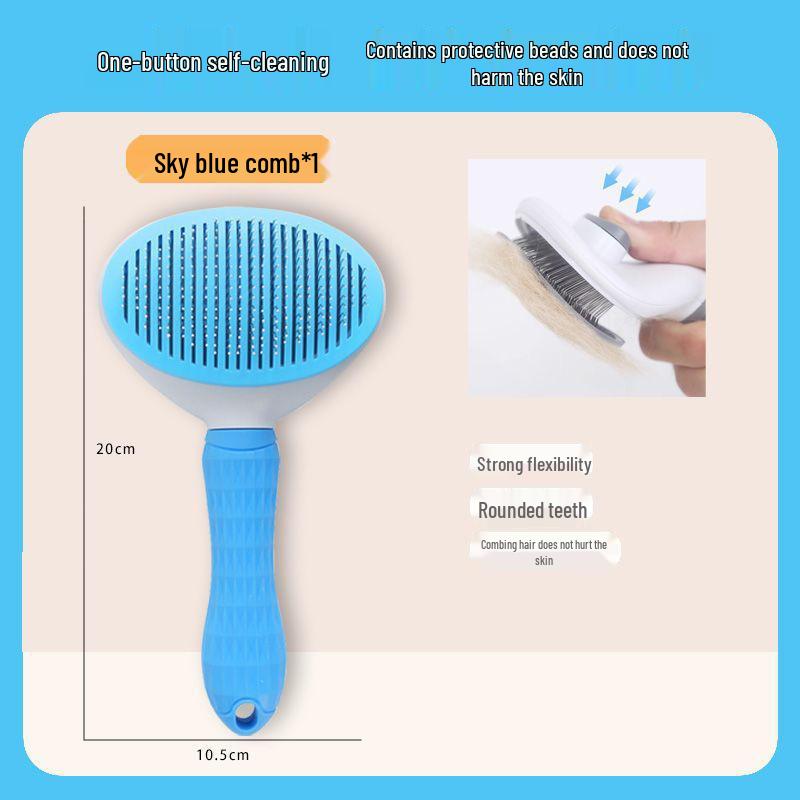 Pet Massage Comb - One-Click Hair Removal for Cats & Dogs, Knot Opener, Removes Loose Hair, Ideal for Long-Haired Pets