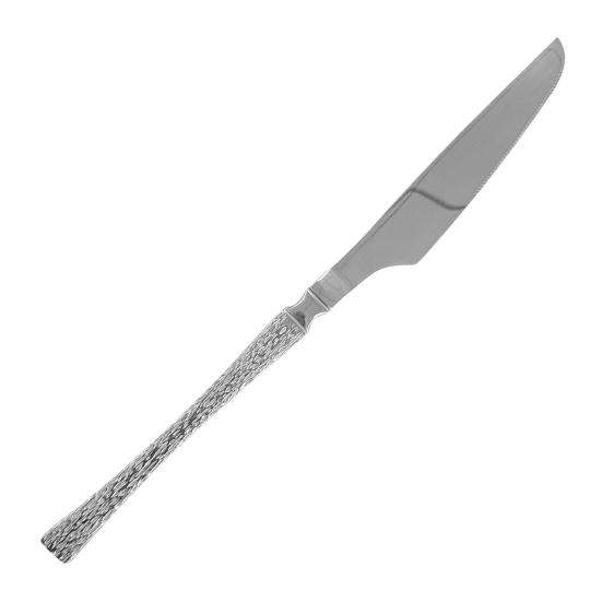French Style Cutlery 304 Stainless Steel Hammered Texture Tableware Non-Slip Handle Small Waist Design Serrated Knife Sharp Fork Spoon