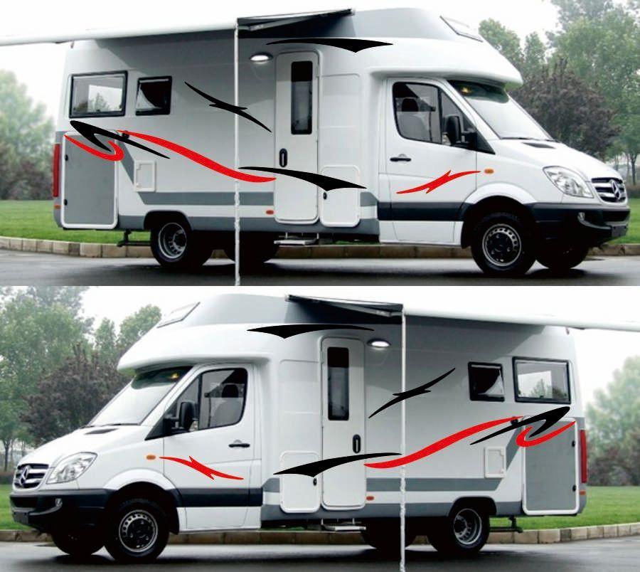 Stripes Graphics  Coconut Tree Scenery Vinyl Graphics Kit Decals Car Stickers for  Caravan Travel Trailer Camper Van