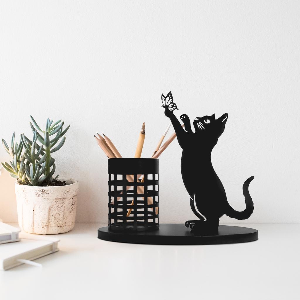 Metal Pen Holder Black Cute Animal Desk Pencil Organizer for Office Home Decor