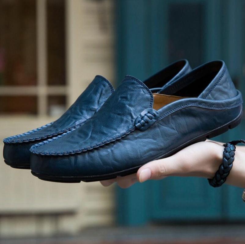 Men Shoes Casual Genuine Leather Mens Loafers Moccasins Designer Slip On Boat Shoes High Quality Chaussure Homme Plus Size 37-46
