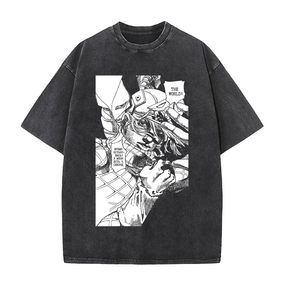 

Anime JoJo s Bizarre Adventure Brando Diego Printed Tee Men Women Cotton Tshirts Vintage Washed T-shirt Harajuku Male T Shirt XXL чорний