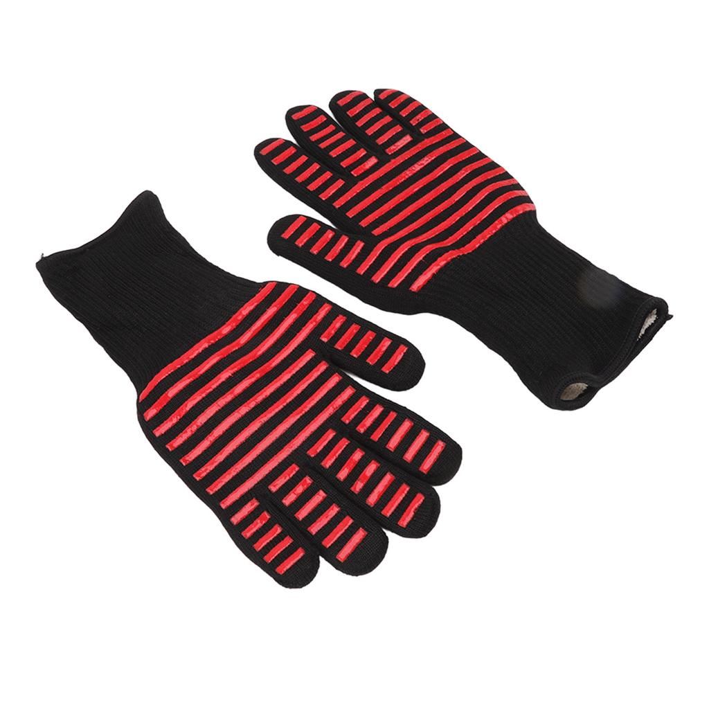 2PCS BBQ Fire Gloves Flame Retardant High Temperature Resistant Microwave Oven Gloves for