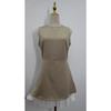 Women Black White Contrast Sleeveless Round Neck Mini Dress Pleated Hem Patchwork Slim Fit Elegant Evening Party Casual Vacation Short Dress