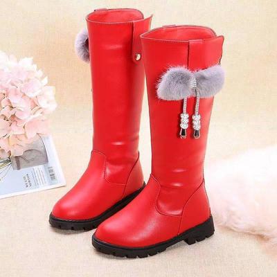 Girls' Fashionable Fleece High Boots for Autumn and Winter Children's Princess Snow Long Boots