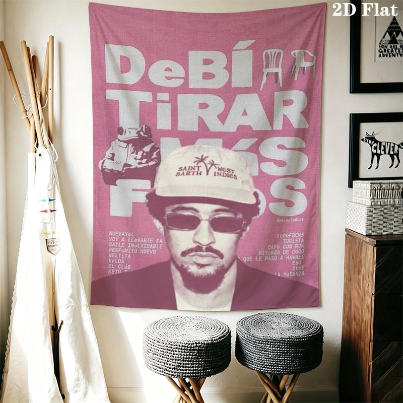 Bad Bunny Wall Tapestry Aesthetic Wall Hanging Printed Fabric Blanket Decorative Tapestries for Bedroom Living Room Home Decor