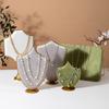 Velvet Necklace Display Holder Metal Base Jewelry Organizer  Vanity Countertop