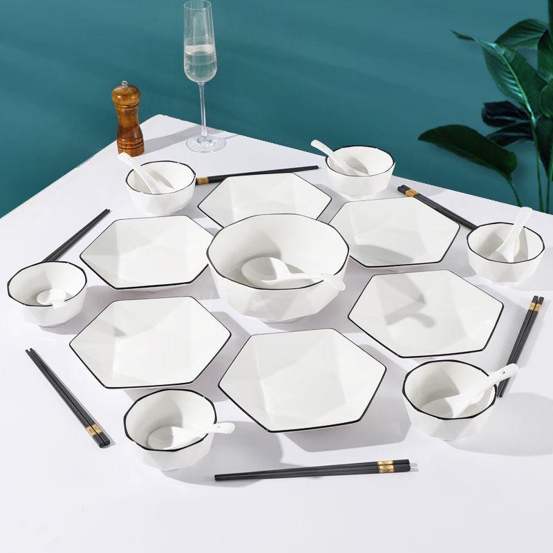 Hexagonal Celebrity Diamond Platter: Underglaze Ceramic Tableware Set