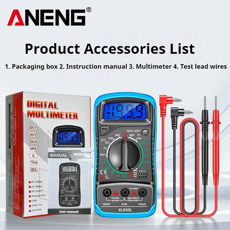 ANENG XL830L Digital Multimeter Ammeter Multimetro Tester Meter Tools hFE Triode Ohm NCV Diode Smart Voltage AC/DC Resistance