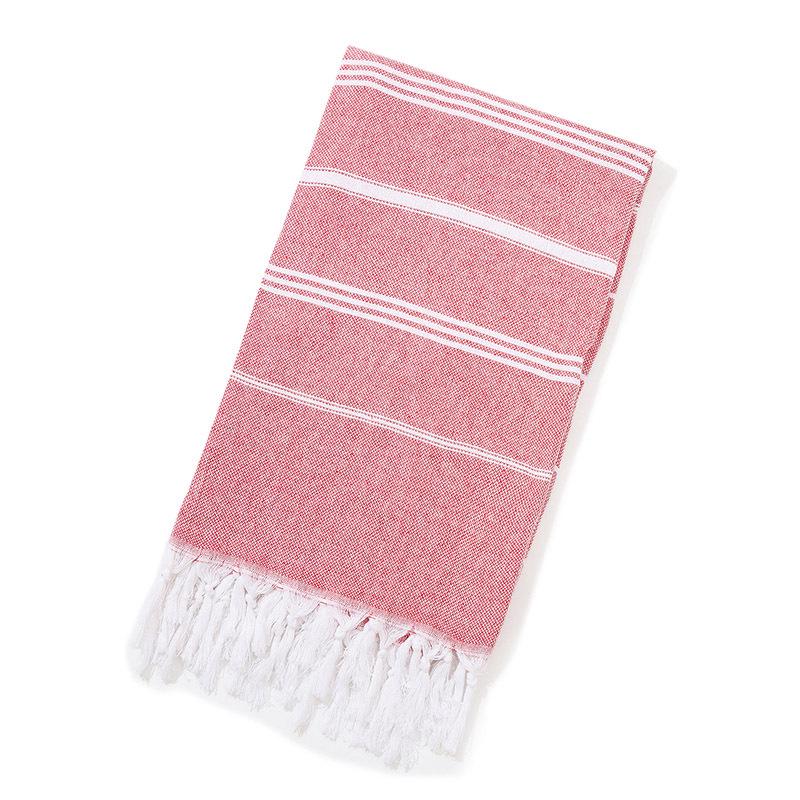 Custom Pure Cotton Turkish Striped Beach and Sauna Towel with Non-Stick Sand and Tassels for Adults