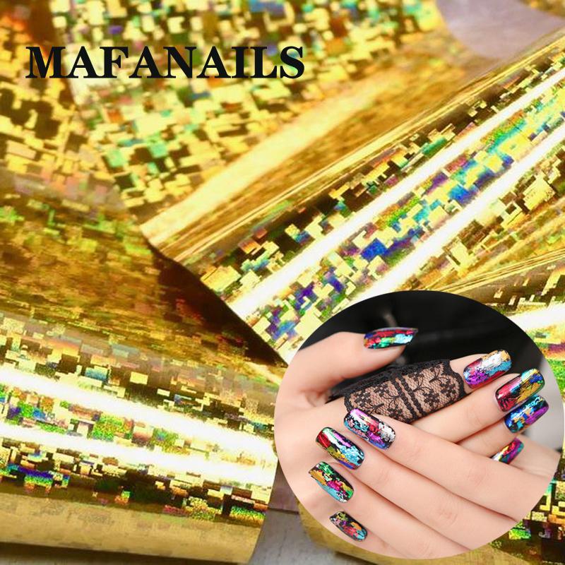 50 st/set Holografiska Nagelklistermärken Folie Dekaler Blandade Stilar Folieomslag Klistermärke 4*20CM/st Folie Klistermärke För Nageldekor