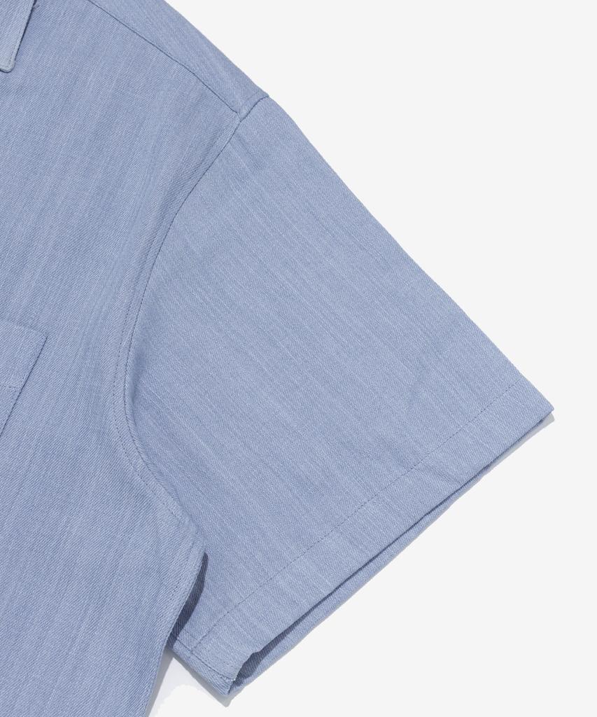 CARGOBROS Cb Washed City Boy Denim Short Sleeve Shirt (Light Blue)