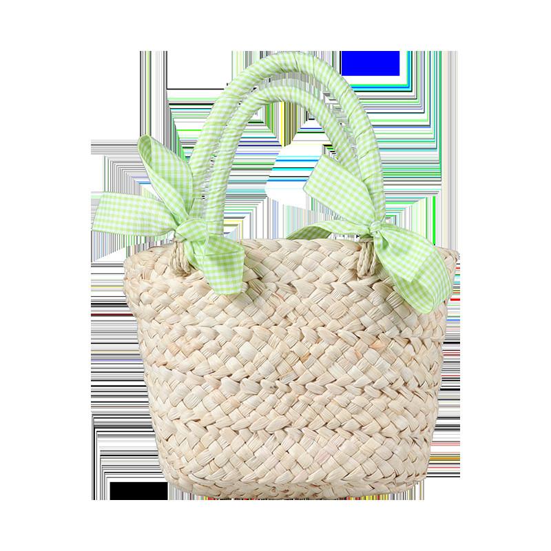 Kids Grass Weave Handheld Bag With Breathable Design For Toddler Travel And Daily Use