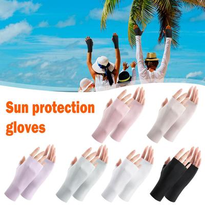 Fingerless Gloves Summer Sunscreen Ice Glove Silk Multicolor Sunscreen And Cool Comfortable Bre P4K5