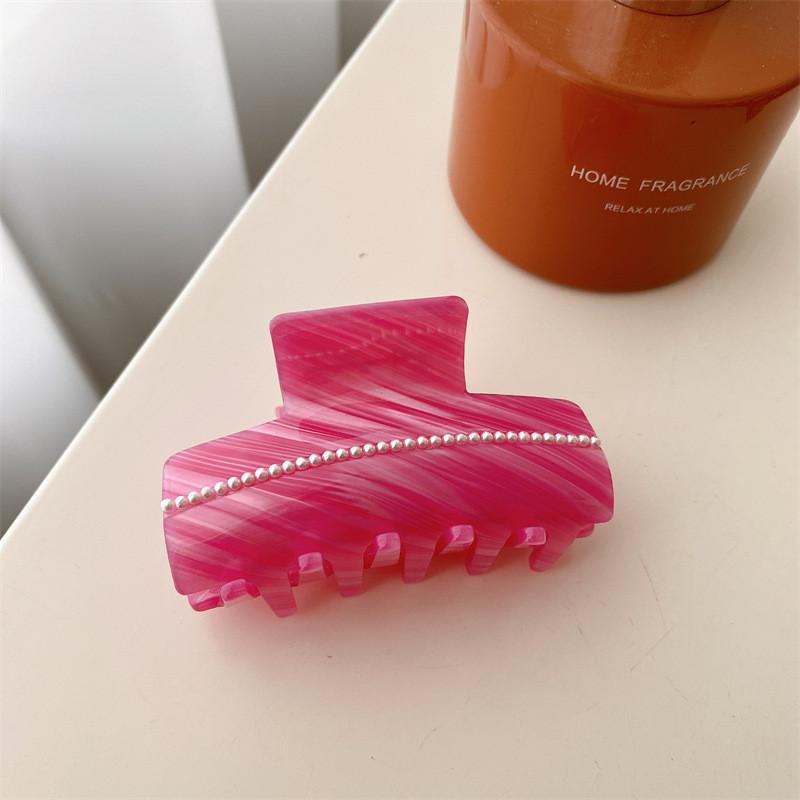 

Элегантный французский ретро зажим для волос с маленькими жемчужинами из ацетата для женщин в ярких цветах яркий розовый