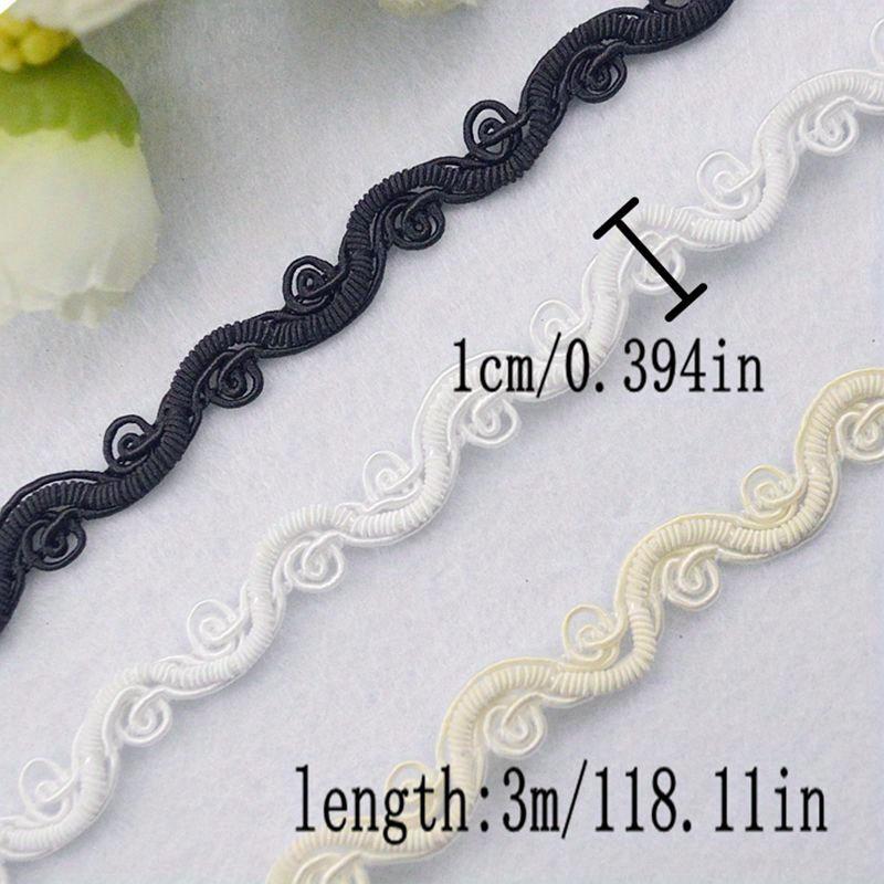 3 m/118 Zoll pro Packung, weiß-schwarze Spitzenborte, große, breite Kleidung, Vorhangkurve, Nähzubehör, handgefertigte DIY-Blumen-Tausendfüßler-Borte, Kleidersaumdekorationen