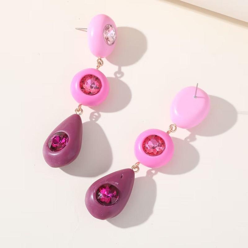 Fashion New Design Resin Acrylic Pendant Earrings For Women Big Rhinestone Drop Earrings Jewelry Accessories