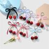 Cherry Keychain Purse Charm Hanging Ornament Pendant with Lovely Bowknot Designing for Stylish Women And Teens