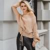Women's European & American Fashion Knitwear: Lace-Up Waist-Cinching Sweater for Autumn & Winter.