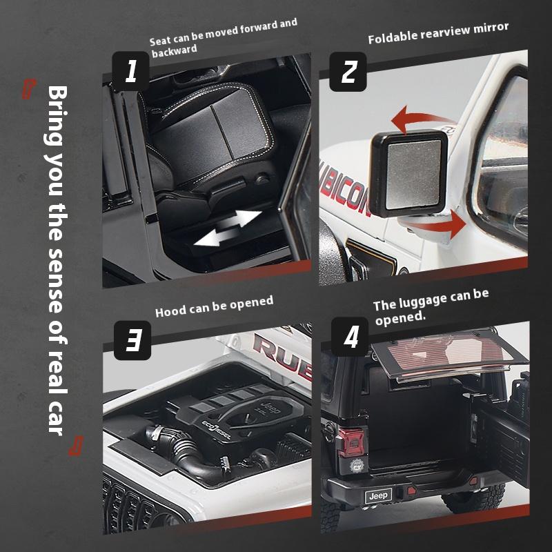 1/18 Scale Jeep Wrangler Alloy Model Car Toy with Sound and Light Effects - Perfect Gift for Kids and Collectors