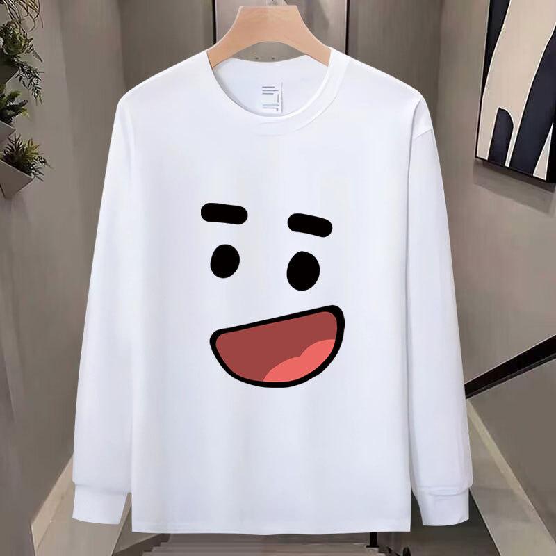High-End Pure Cotton Men'S Trendy Long-Sleeved T-Shirt Bottoming Shirt Heavy Printing Men'S Clothing Simple And Versatile