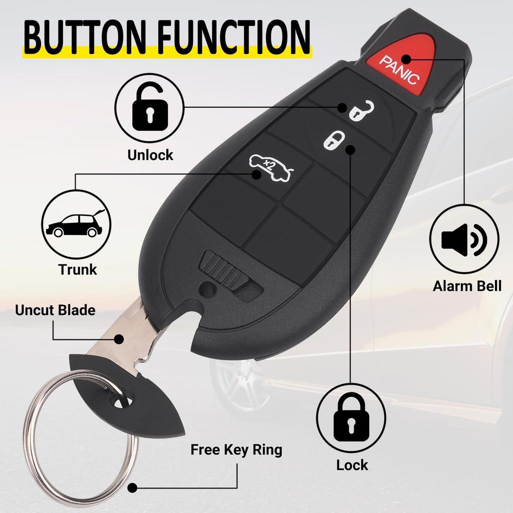 Key Fob Entry Remote Control Key Compatible with Chrysler 300, Dodge Charger, Dodge Challenger, Dodge Magnum, Replacement for M3N5WY783X IYZ-C01C, 4