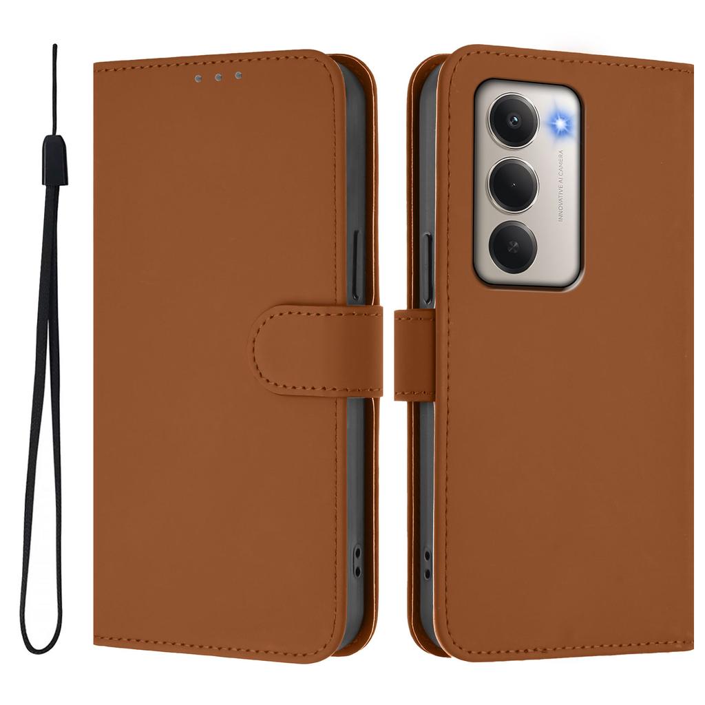 For Xiaomi Redmi 15 5G Case Solid Color Wallet Leather Phone Cover with Strap