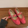 Fashion Women Soft Round Toe Casual Female Shallow Mouth Decorateion Flats High Pumps Mary Janes Heels New Retro