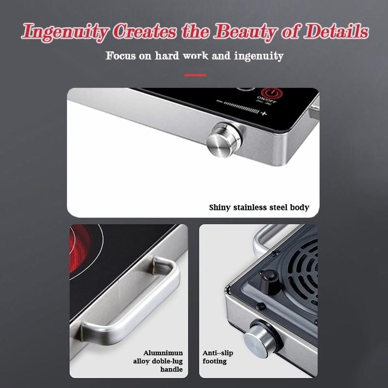 Electric Ceramic Hob 3500W Infrared Cooker Stovetop Smart Fire Boiler with Timer Touch Control Panel Heating Power Suitable for All Types of Cookware