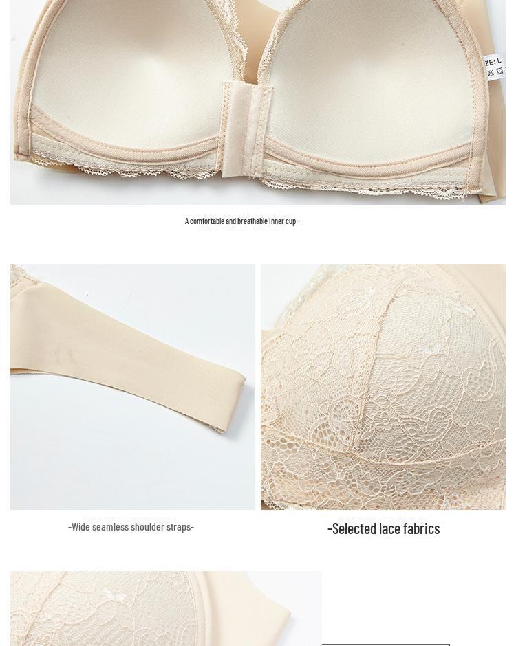 Large Size Front Buckle Lace Seamless Bra - U-Shaped Nursing Comfort Bra Without Steel Ring