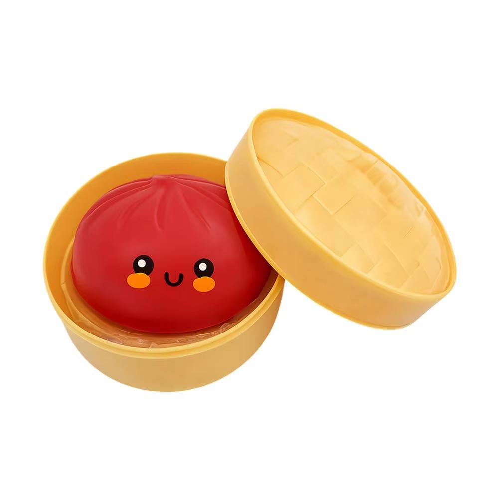 Realistic Giant Dumpling Squeeze Toy With Steamer Soft Tpr Dough Ball Glittery Cute Decompression Fidget Toy Funny Creative Gift