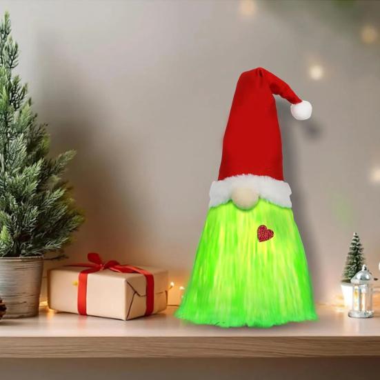 Yousheng Green Gnome Christmas Tree Topper Plush Xmas Elf Tree Topper Decoration for Christmas Tree Holiday Home Decor