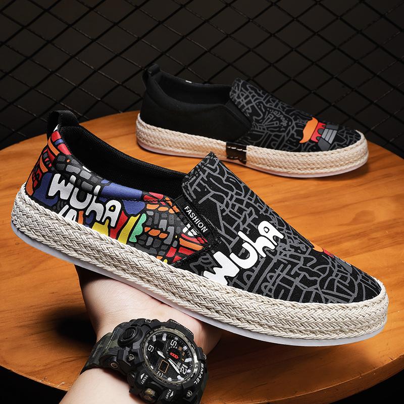 Herrskor Casual Andningsbara Slip On Sneakers Herr Canvas Skor Sommar Klassiska Herr Båtskor Loafers för Män Billiga Espadriller