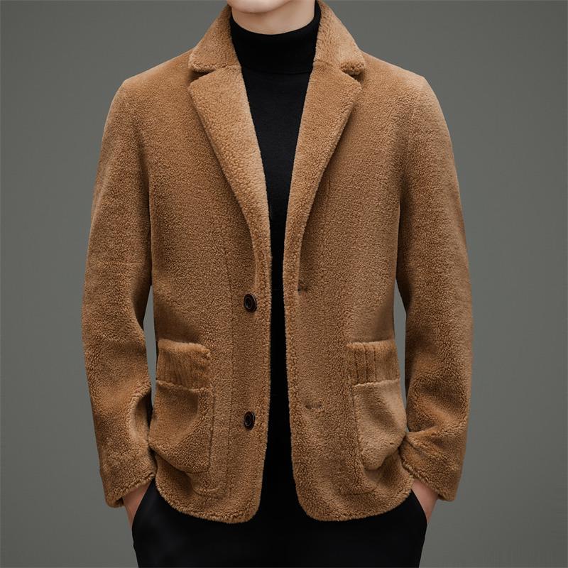 Men's 2025 Winter Fashion Lambswool Shearling Coat, Double-Sided Wear - Casual Style for Young and Middle-Aged