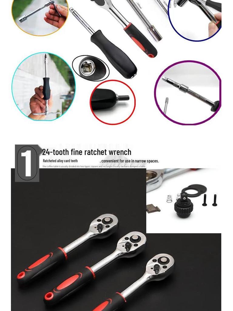 53-Piece Hex & Phillips Screwdriver Set with Ratchet Wrench & Socket Tool for Car & Motorcycle Repair