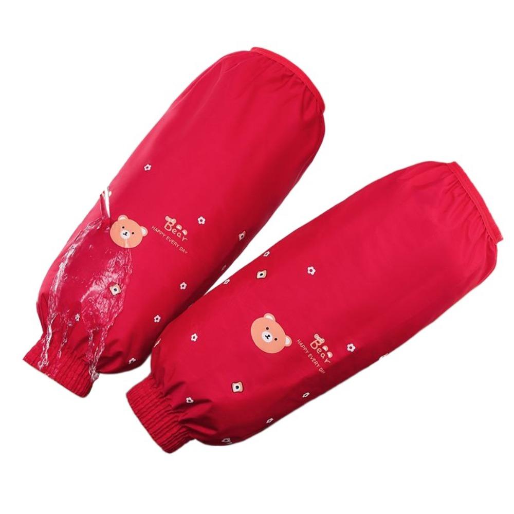 

1Pair Cute Elastic Band Waterproof Oversleeves Bear Oilproof Oversleeves Arm Sleeve Cuff Protection красный