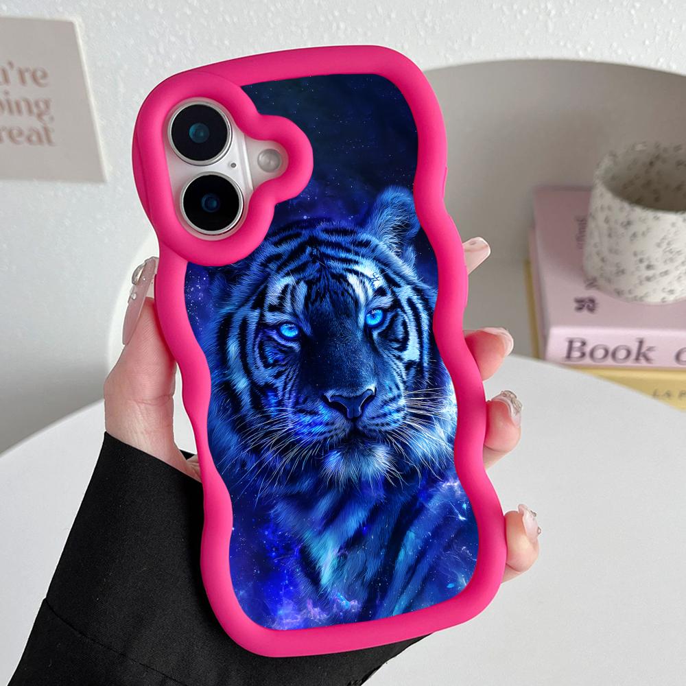 Tiger Neon Golfrand TPU Mobiele Telefoonhoesje voor iPhone 17 16 15 14 13 12 11 Air Pro Max Plus Kleurrijke Cover
