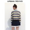 UR 2025 Autumn Women's Color Block Stripe Polo Knit Top