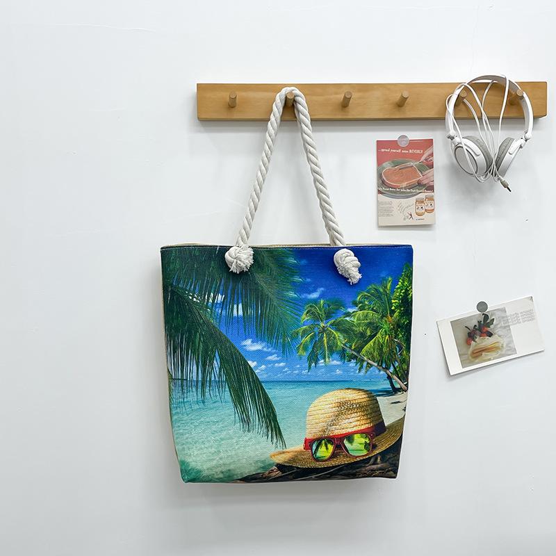 Strandväska Stor Tote Enkelaxel Damväska Trendig Casual Handväska Kort Resväska