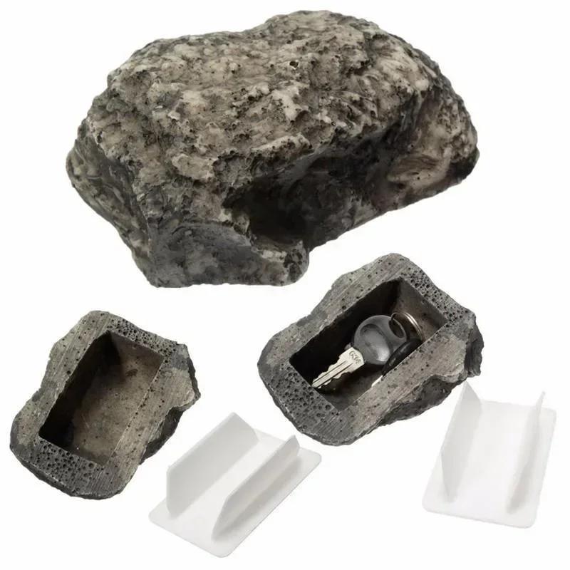Creative Shape Crafts Fake Stone Key Safe Box Garden Hidden Hide In Stone Security Safe Storage Rock Mini Safes Box Mni Locker