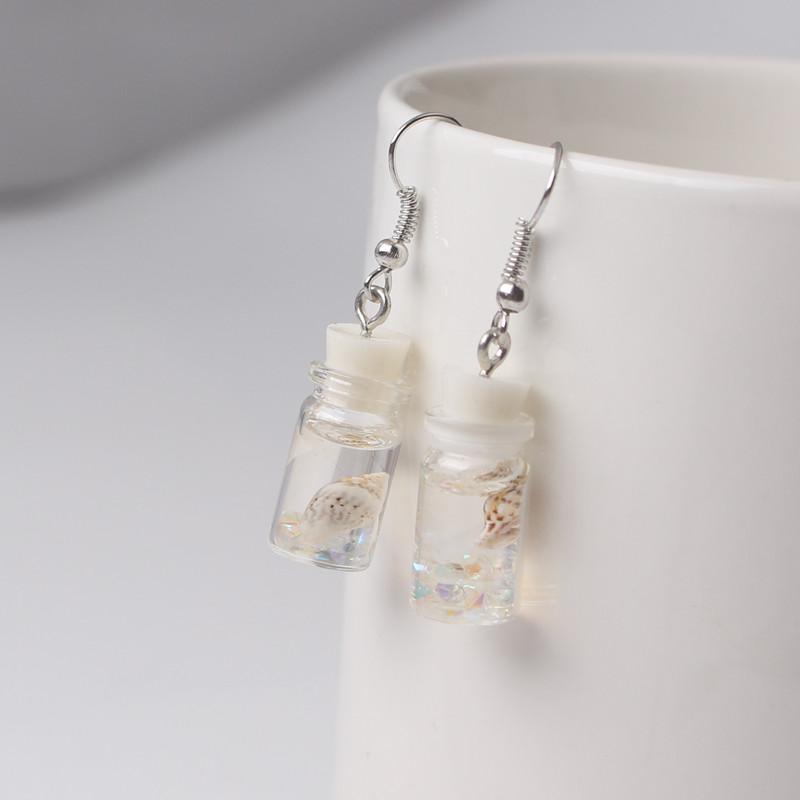 Cute Acrylic Pendants Hook Earrings Sequins Beer Bottle Women Dangle Earrings Korean Fashion Bear Small Earrings Pendientes