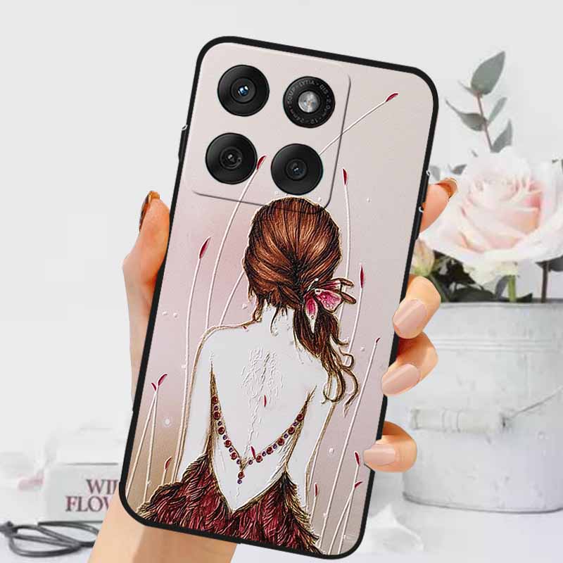 3D Emboss Cases For Edge 60 Fusion / Edge 60 Pro Relief Embossed Retro Silicone Back Cover For Edge 60 Stylus Black Funda 60 Pro