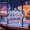 2026 Christmas Window Clings Blue Snowflake Ice Double-Sided Window Stickers PVC