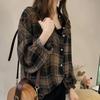 Women's Spring and Summer Plaid Shirt Long Sleeve Lapel Thin Commuter Jacket