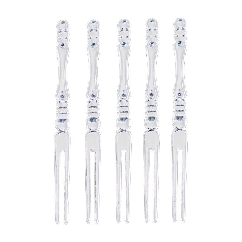 High-End Clear Plastic Disposable Fruit & Cake Forks - Individually Wrapped Skewers