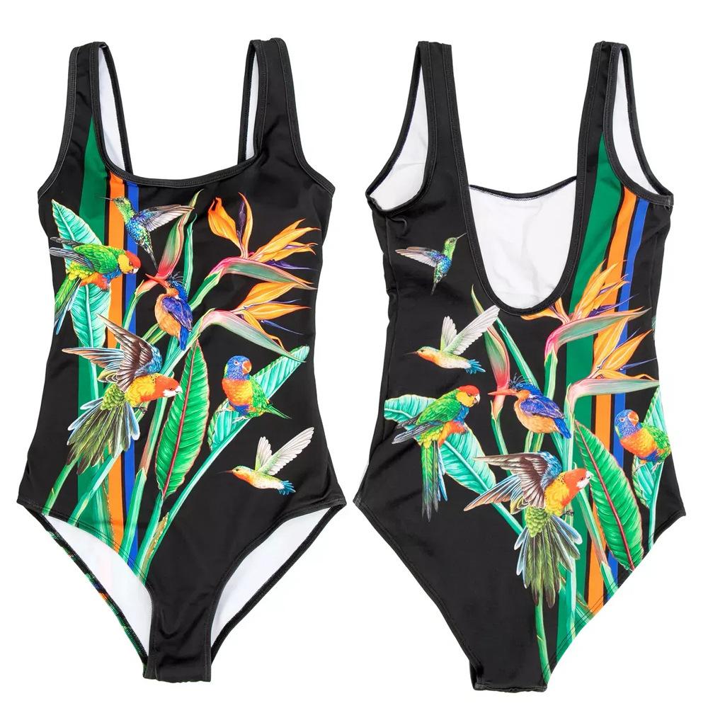 Triangle comfortable 3D color print explosive bikini women's one-piece swimsuit