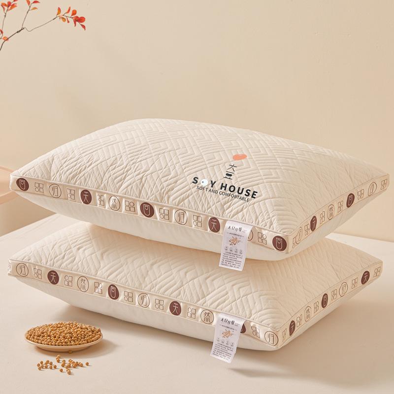 Antibacterial Soybean Fiber Neck Support Pillow for Adults - Ideal for Dormitory, Hotel, and Home Use