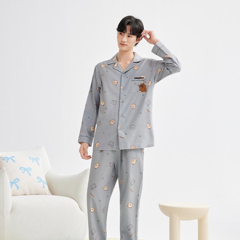 

Zebra Print All-Cotton Couple Pajama Set - Long Sleeve, Woven, Brushed, Loose Fit for Spring and Autumn. 3XL