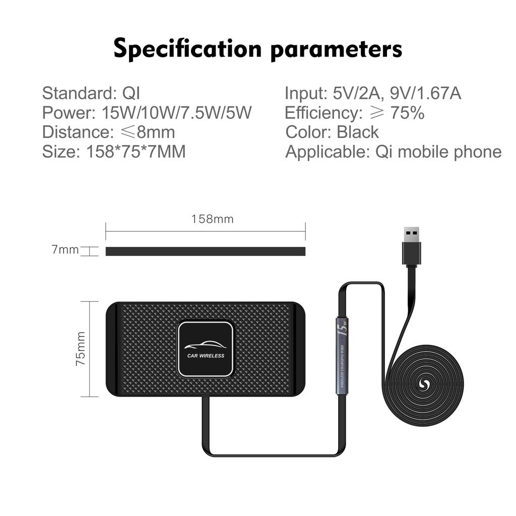 Car Anti-slip Mat Wireless Charging 15W Phone Car Mount Wireless Charger  Phone Charger Pad